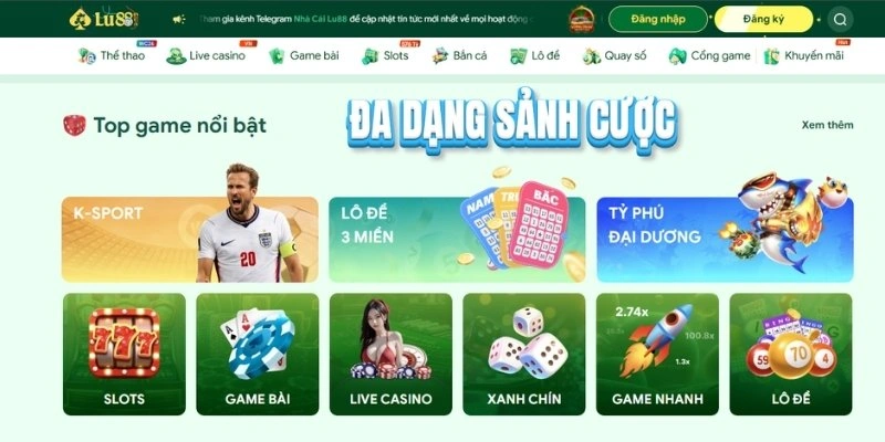Sảnh cá cược đa dạng tại LU88