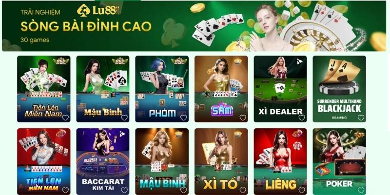 Các đối tác cung cấp Game Bài uy tín tại LU88